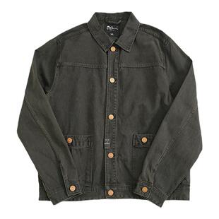 阿美咔叽美式复古重磅纯棉帆布硬挺工装夹克外套男士秋冬外贸男装