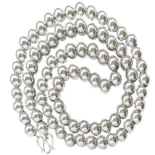 圆珠项链男白金色高街潮男钛钢精致银白珠子圆珠链男生wm扣佛珠链