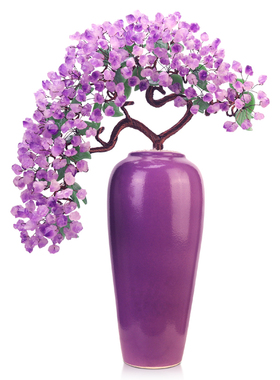 天然紫水晶发财树客厅家居摆件