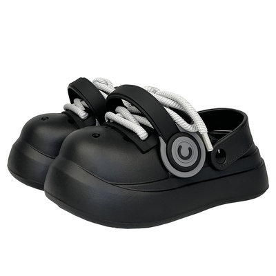 踩屎感复古耳机洞洞凉鞋包头拖鞋