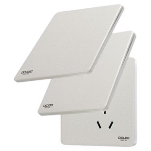 德力西正品奶油风超薄开关插座面板哑光磨砂家用16a五孔290砂砾白