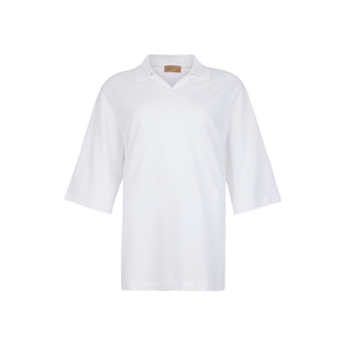 【季末折扣】FALCONERI女士桑蚕丝混纺宽松翻领短袖T恤DMM460R