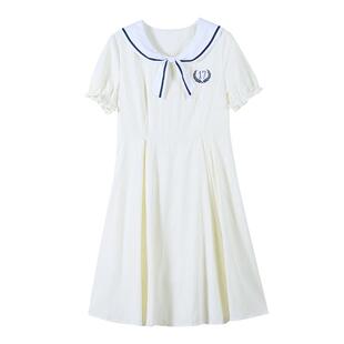 初中生连衣裙少女学生裙竖条纹日系学院风高中生过膝裙子女中长款