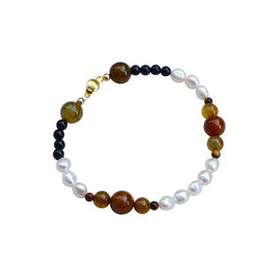 飞鸟屿城/暮秋梧桐.天然珍珠玛瑙手链原创串珠首饰小众精致复古女