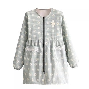 时尚短款小个子女成人家用上班围裙防脏正穿外套秋冬新款罩衣长袖