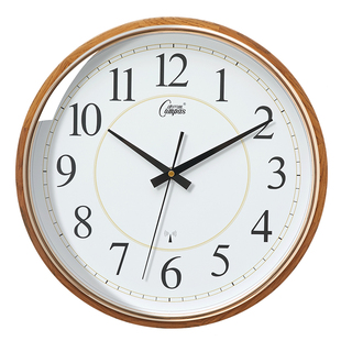 康巴丝实木客厅家用创意挂钟中式美式大气时尚静音简约电波时钟表