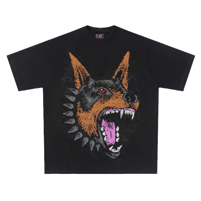 Graffiti Hound Head 260克重磅纯棉！猎狗涂鸦欧美头印花短袖t恤
