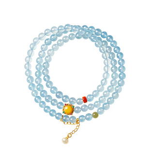 宫里上新海蓝宝手串女款天然蓝色水晶手链蓝宝石生日礼物送妈妈