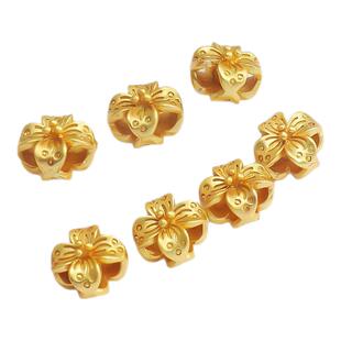 18K包金保色古法金吊贝珠大孔四叶草哑金镀金手链项链耳环diy饰品