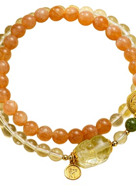 日光倾城日光石白水晶貔貅双圈手链手串透亮无暇女礼物正品附证书