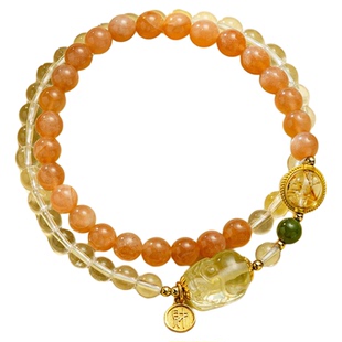 日光倾城日光石白水晶貔貅双圈手链手串透亮无暇女礼物正品附证书