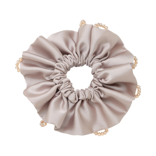 珠光缎面大肠发圈女高级感精致丸子头扎头发绳侧马尾头花新款皮筋