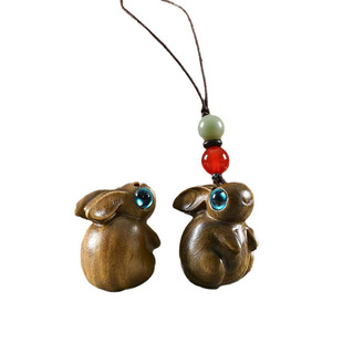 绿檀木雕十二生肖全套鼠牛虎兔龙蛇马羊猴鸡狗猪手机吊坠包包挂件