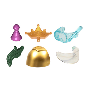 乐高LEGO人仔头戴配件套装饰珍珠金色 王冠 皇冠 女性饰品