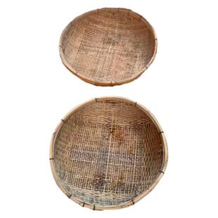 民俗文化老筛子喂牲口篮子竹编竹筛子簸箕簸箕农家筐收纳竹筐簸箕