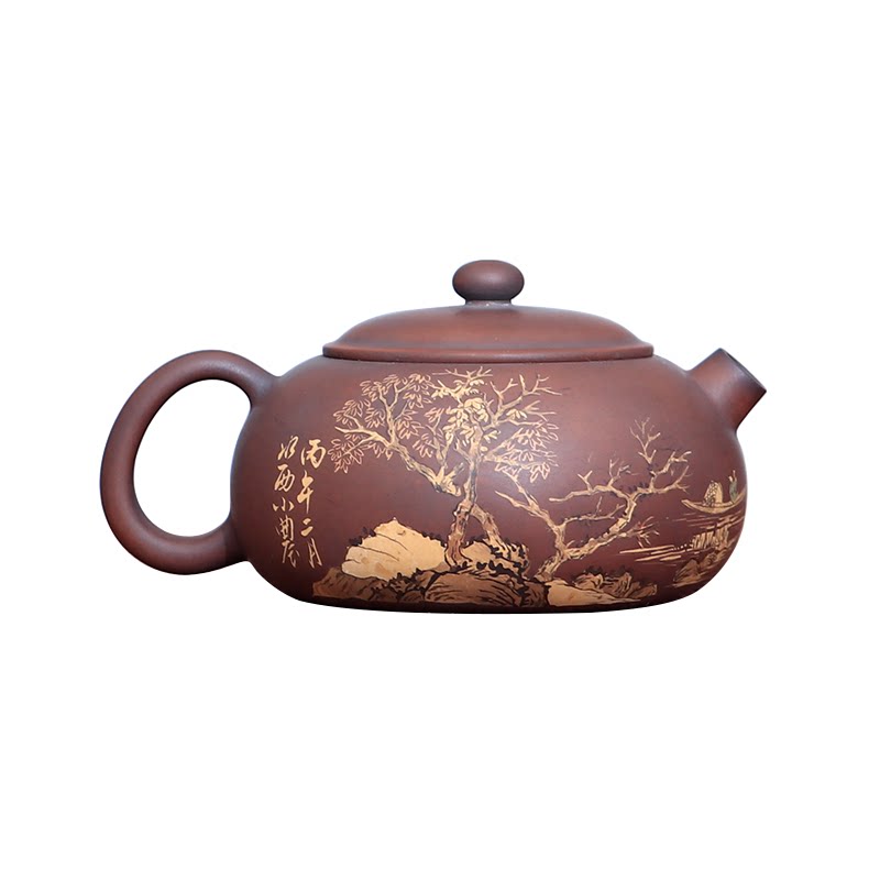建水紫陶山水茶壶泡茶壶吴宝龙