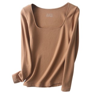 美雅碧轻柔暖方领长袖打底衫女秋冬内搭 抗静电细纱线抗起球