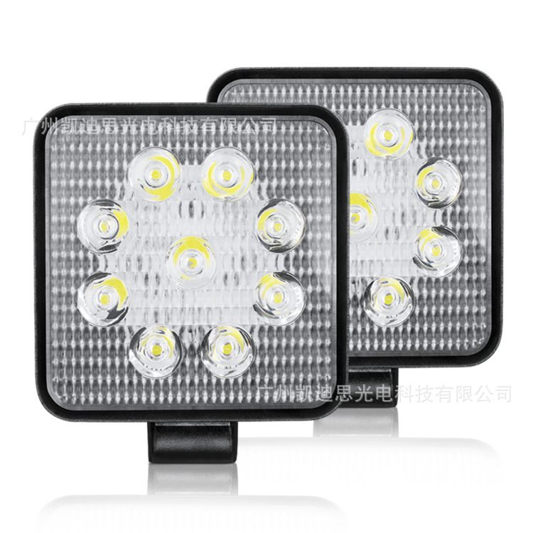 27W工作灯圆形9珠大灯臂工程吊车现货大12-36V机车叉车挖LED辅助