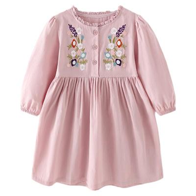 Malwee女童长袖纯棉刺绣洋气裙子