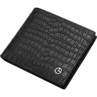 金利来新款钱包男士真皮短款银包商务头层牛皮钱夹潮流鳄鱼纹皮夹