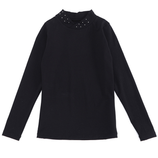 萌格格女童滑冰服打底衫烫钻上衣高弹外套透气A类花样滑冰训练服