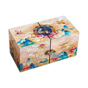 非遗螺钿漆器首饰盒平遥贝壳生日新婚结婚礼物三金饰品收纳盒高档