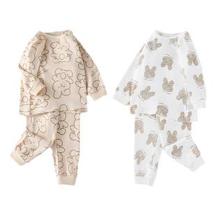 2件 儿童睡衣春秋季男童家居服套装女宝宝秋衣秋裤分体衣服纯棉潮