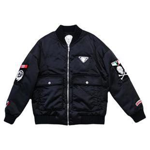 金刚铁甲骷髅头原创潮牌美式棒球领工装MA1飞行员夹克羽绒服外套