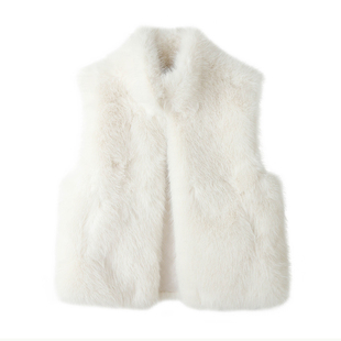 仿狐狸毛皮一体马甲女秋冬短款显瘦毛背心环保皮草毛绒绒坎肩外套