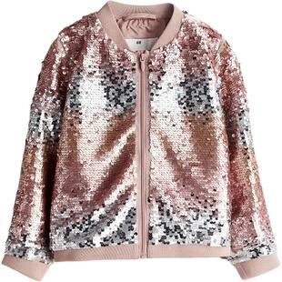 【冬季】HM童装儿童女童外套冬季亮片宽松长袖飞行员夹克1190332