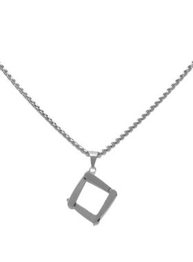 钛钢不掉色几何方形项链男士潮女