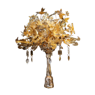 黄金色手捧花新娘结婚团扇礼物婚礼diy新婚秀禾闺蜜高级中式权杖