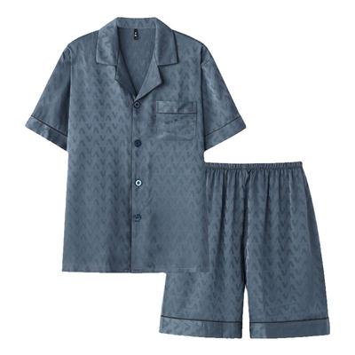 夏季男士冰丝绸家居服睡衣两件套