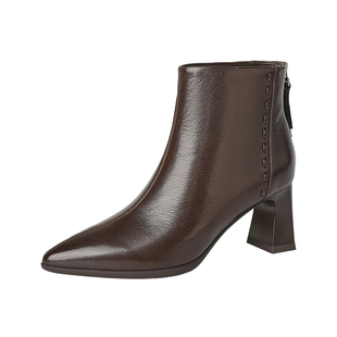 MILLIE'S/妙丽官方旗舰店女鞋配裙子巨好看高跟短靴加绒尖头靴子