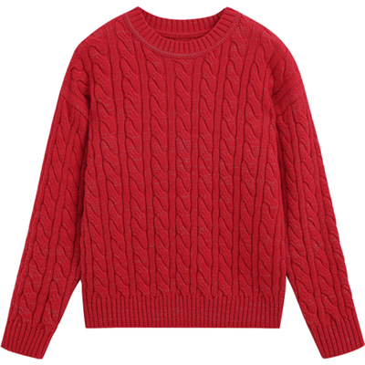 英氏女童红色毛衣加厚2025秋冬