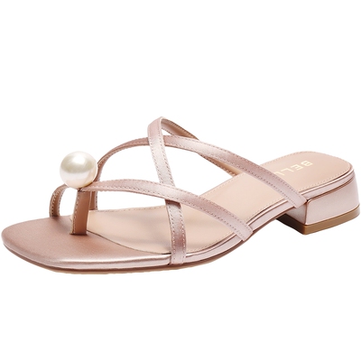 百丽珠珠女孩2.0夹趾拖罗马风凉鞋夏季新款可外穿拖鞋D9B1DBT5预