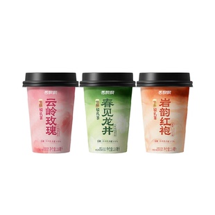 香飘飘低GI轻乳茶缤纷组合装3连杯春见龙井云岭玫瑰岩韵红袍