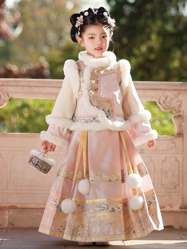 女童马面裙套装国风款冬2025格格儿童服汉服古装公主新款裙子冬季