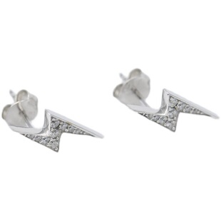 WBJ定制珠宝满镶嵌闪电耳钉镀金S925银 lightning earring stud