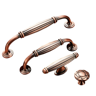 欧式仿古高大上门把手锌合金厂家直销橱柜抽屉衣柜门单孔红古拉手