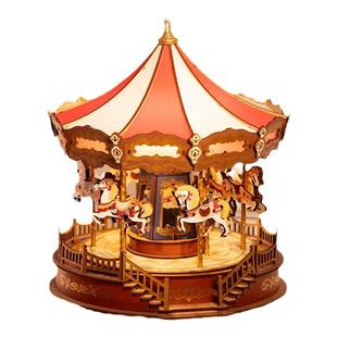 rolife若来旋转木马音乐盒diy手工八音盒童趣拼装积木儿童礼物女