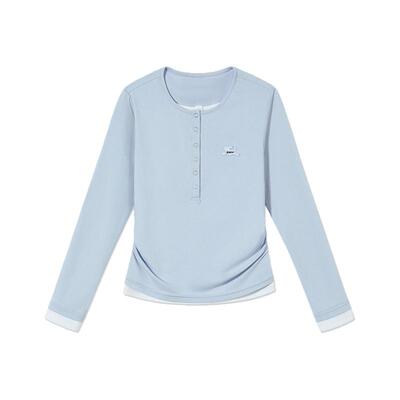 PSO Brand女装【假两件】可爱小狗女上衣正肩长袖T恤修身外穿春