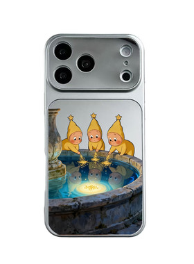 可爱许愿池星星镜面手机壳适用苹果iPhone17pro max补妆镜子苹果16好运15情侣款13可爱14pro潮牌12情侣XR女XS