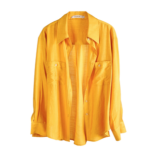 姜黄色衬衫女2026年春季新款高级感春款薄款衬衣多巴胺穿搭上衣