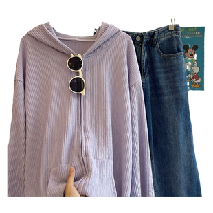 2026年新款春秋卫衣女开衫外套防晒衣夏季宽松连帽薄款防晒服上衣