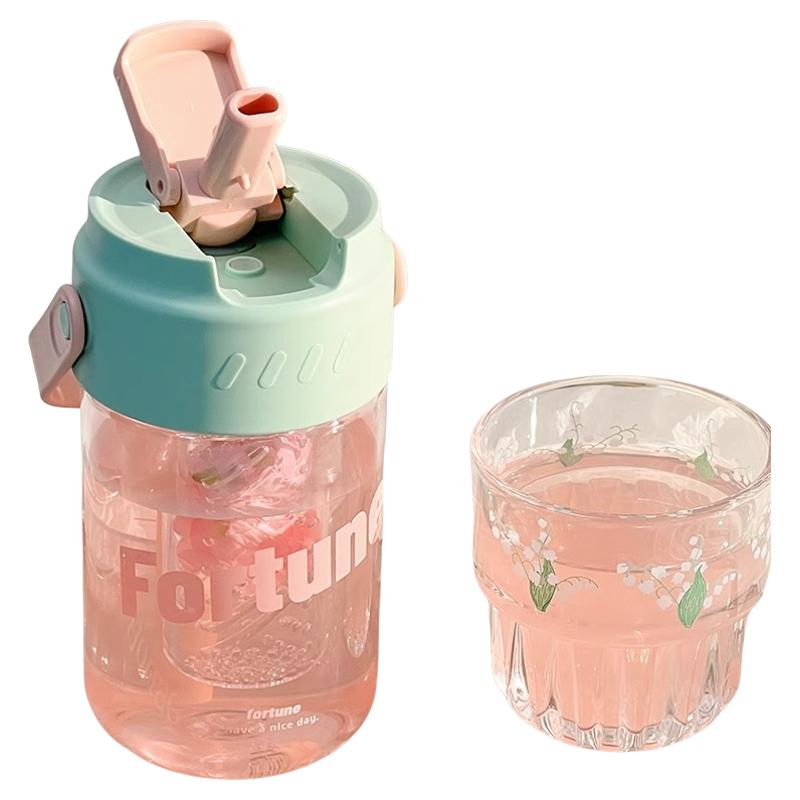 水杯女生高颜值简约可爱塑料随身吸管杯