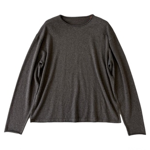 H1c 云野*14针棉纱花纱肌理针织卷边基础长袖 慵懒松弛/柔软亲肤