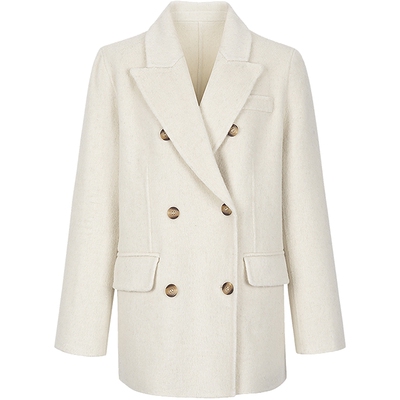 KBNE美丽诺羊毛呢子外套女2025冬季新款白色气质法式短款毛呢西装