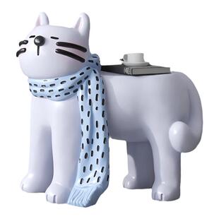 奶油风大型猫咪边几落地摆件家居饰品玄关装饰换鞋凳电视柜旁乔迁