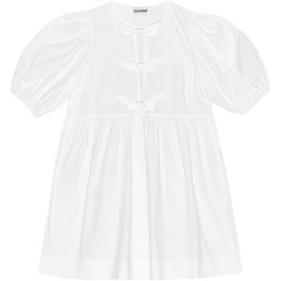 【甄选折扣】GANNI女装 纯色裙子夏季泡泡袖短款连衣裙 F9170151